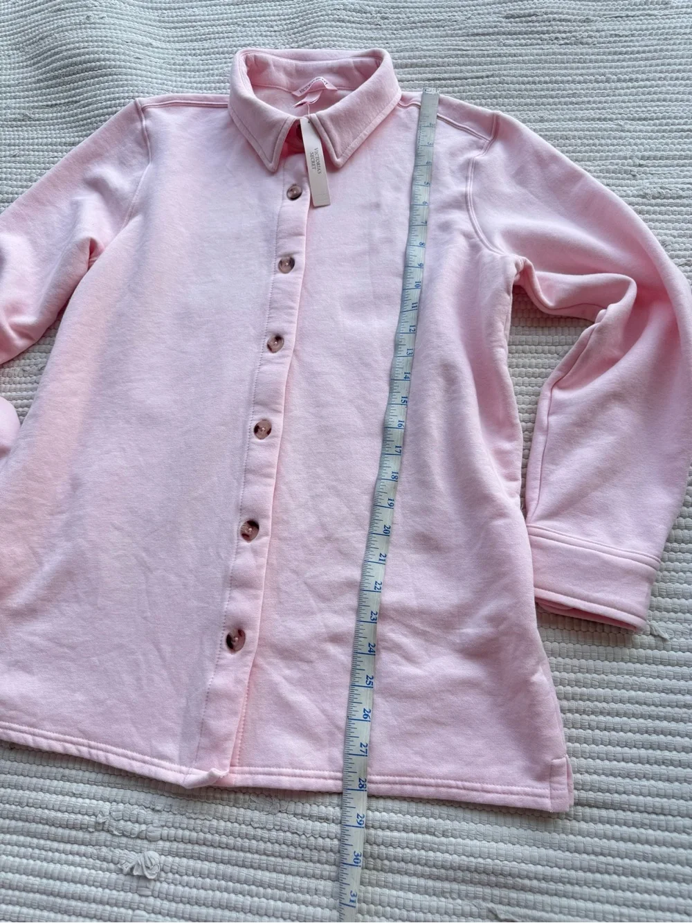 Victoria’s Secret Luxe Modal Fleece Shacket Jacket Pink NWT Medium - Picture 6 of 12